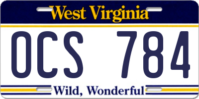 WV license plate OCS784