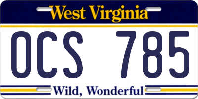 WV license plate OCS785