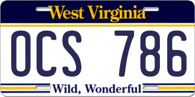 WV license plate OCS786