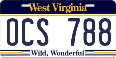 WV license plate OCS788
