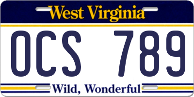 WV license plate OCS789