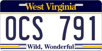 WV license plate OCS791