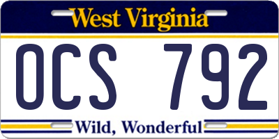 WV license plate OCS792