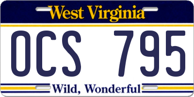 WV license plate OCS795