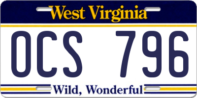 WV license plate OCS796