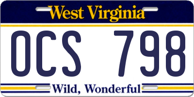 WV license plate OCS798