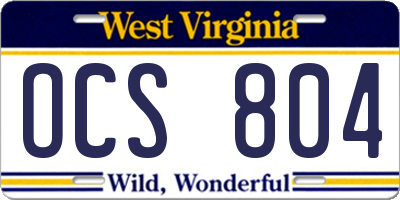 WV license plate OCS804