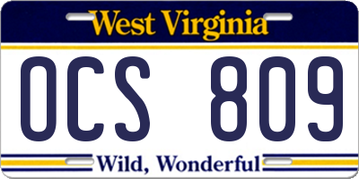 WV license plate OCS809
