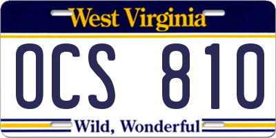 WV license plate OCS810