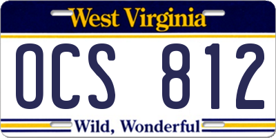 WV license plate OCS812