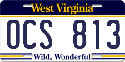 WV license plate OCS813