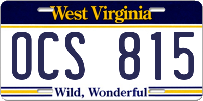 WV license plate OCS815