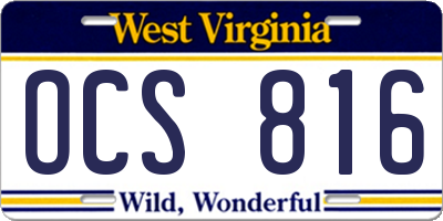WV license plate OCS816