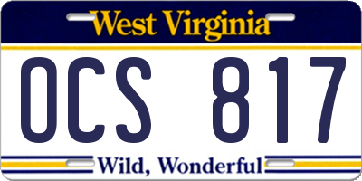 WV license plate OCS817