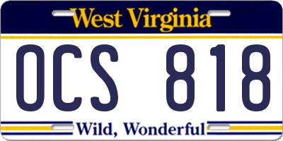 WV license plate OCS818