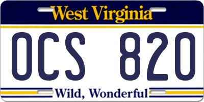 WV license plate OCS820