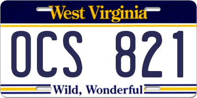 WV license plate OCS821