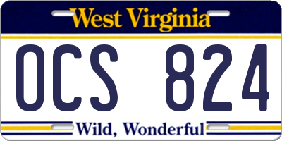WV license plate OCS824