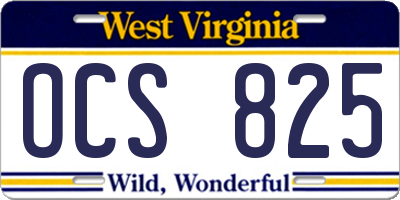 WV license plate OCS825