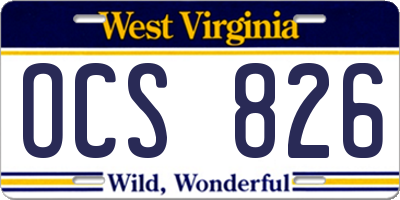 WV license plate OCS826
