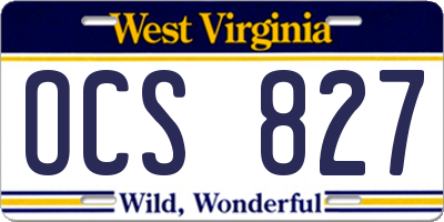 WV license plate OCS827