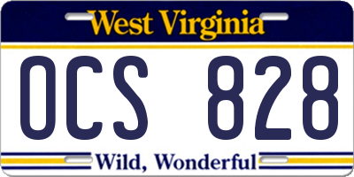 WV license plate OCS828