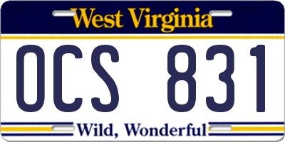 WV license plate OCS831