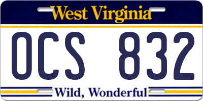 WV license plate OCS832