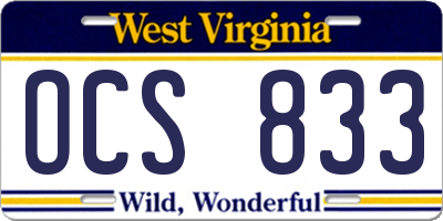 WV license plate OCS833
