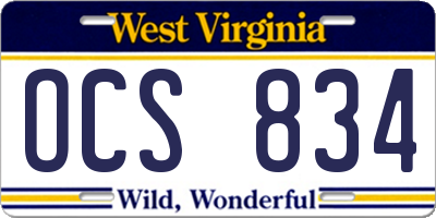 WV license plate OCS834