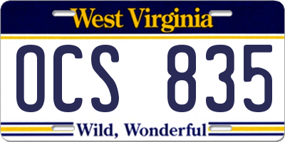 WV license plate OCS835