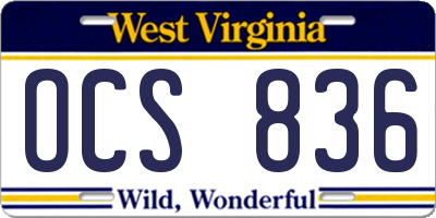 WV license plate OCS836