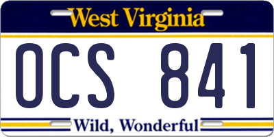WV license plate OCS841