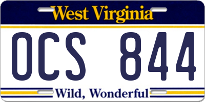WV license plate OCS844