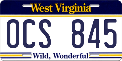 WV license plate OCS845