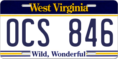 WV license plate OCS846