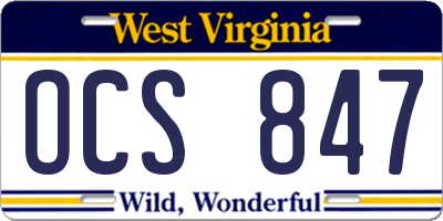 WV license plate OCS847