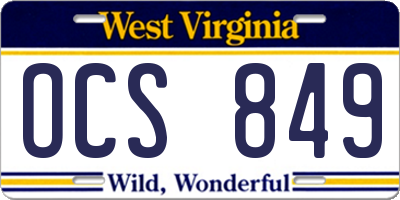 WV license plate OCS849