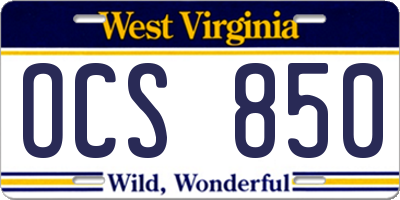 WV license plate OCS850