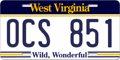 WV license plate OCS851