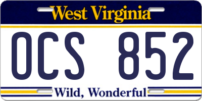 WV license plate OCS852