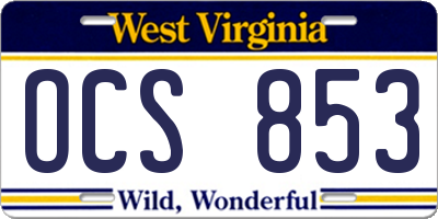 WV license plate OCS853