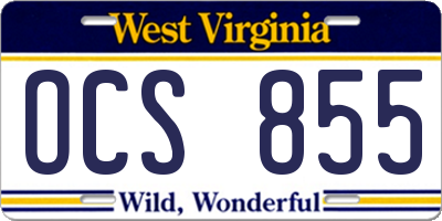 WV license plate OCS855