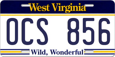 WV license plate OCS856