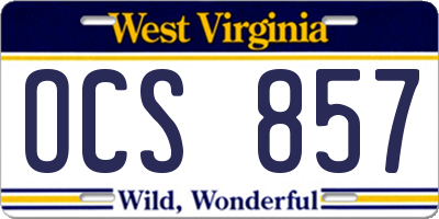 WV license plate OCS857