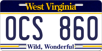 WV license plate OCS860