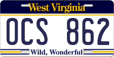WV license plate OCS862