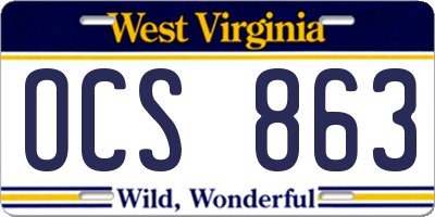 WV license plate OCS863
