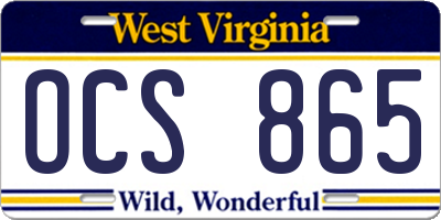 WV license plate OCS865