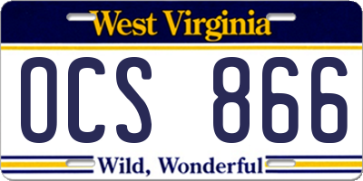 WV license plate OCS866
